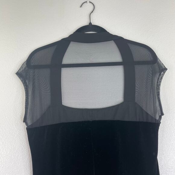 Connected Apparel Black Velvet Sheer Upper Mini Dress 80s 90s Y2K Women's Sz 16 - Picture 5 of 11